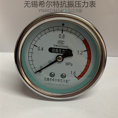 无锡希尔特抗振压力表YN60Z 0-1.6 MPA   轴向不带边耐震