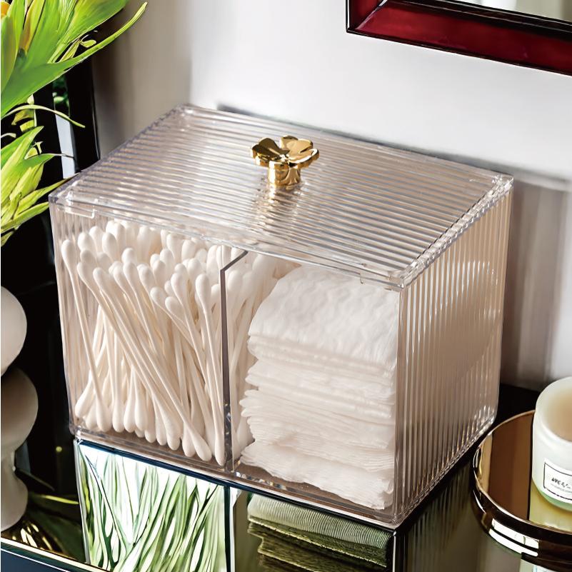 棉签收纳盒化妆粉扑口红化妆棉发饰透明牙签盒镜柜桌面收纳整理盒