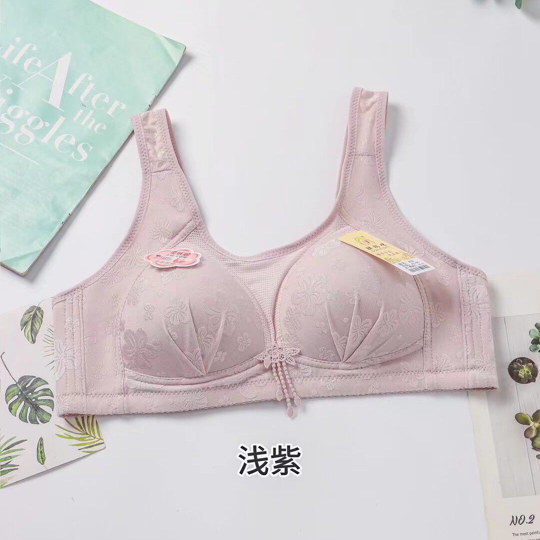 新款无钢圈文胸女聚拢中老年大码内衣妇女棉胸罩宽肩舒适文胸