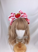 原创条纹草莓发箍lolita草莓空想曲呲甜蝴蝶结kc礼帽发夹士多梨啤