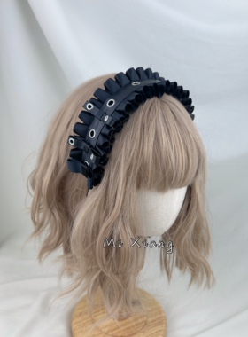 原创手工暗黑亚文化金属扣朋克辣妹风暗黑系发饰褶皱混合材质发箍