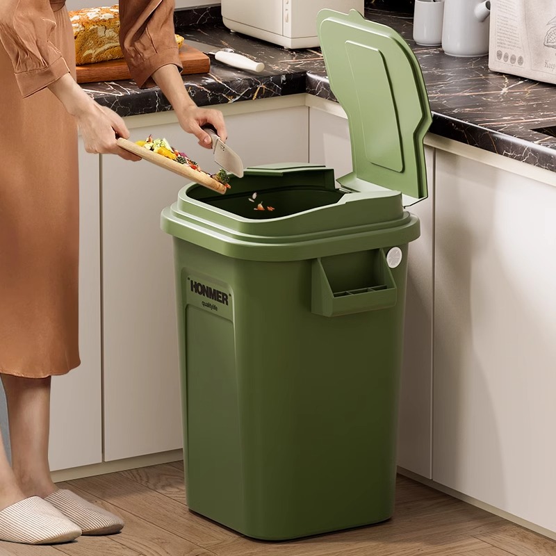 厨房带盖垃圾桶家用新款大容量厨余卫生桶网红简约加大加厚废纸篓