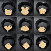 可爱卡通非遗宋锦diy底胚发圈金属装 饰不伤发皮套扎头发发绳新款