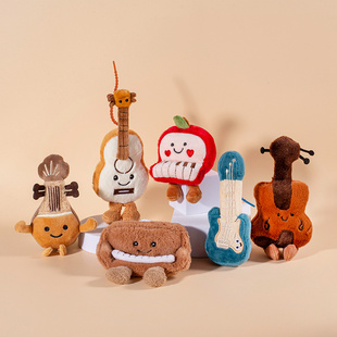 创意卡通乐器小提琴琵琶钢琴吉他小挂件毛绒玩具包包装饰钥匙扣