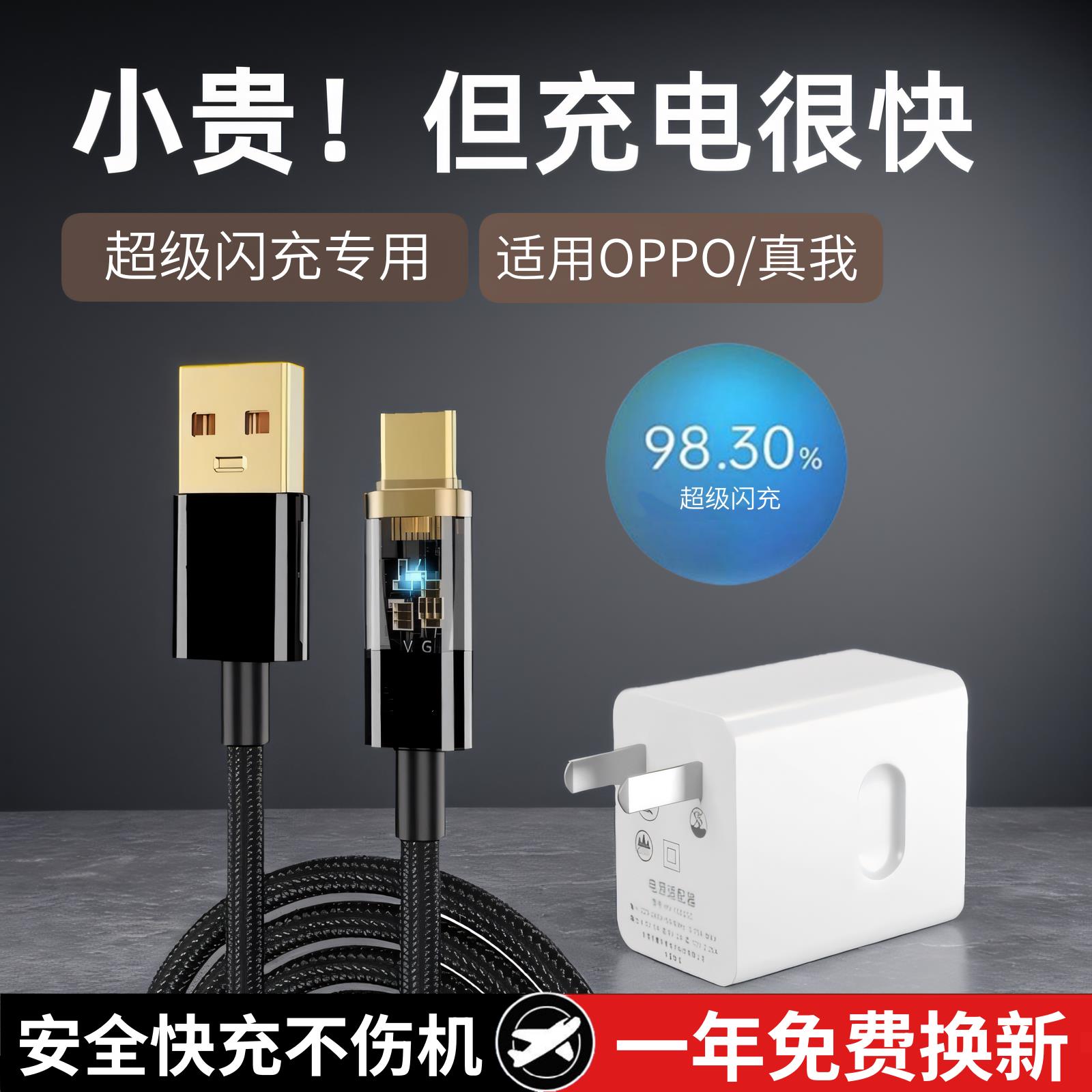 适用oppoReno6手机闪充线Reno6数据线opop直头0pp0reno速冲rone加粗oqqoren快充opρo原套装opreno充电器正品