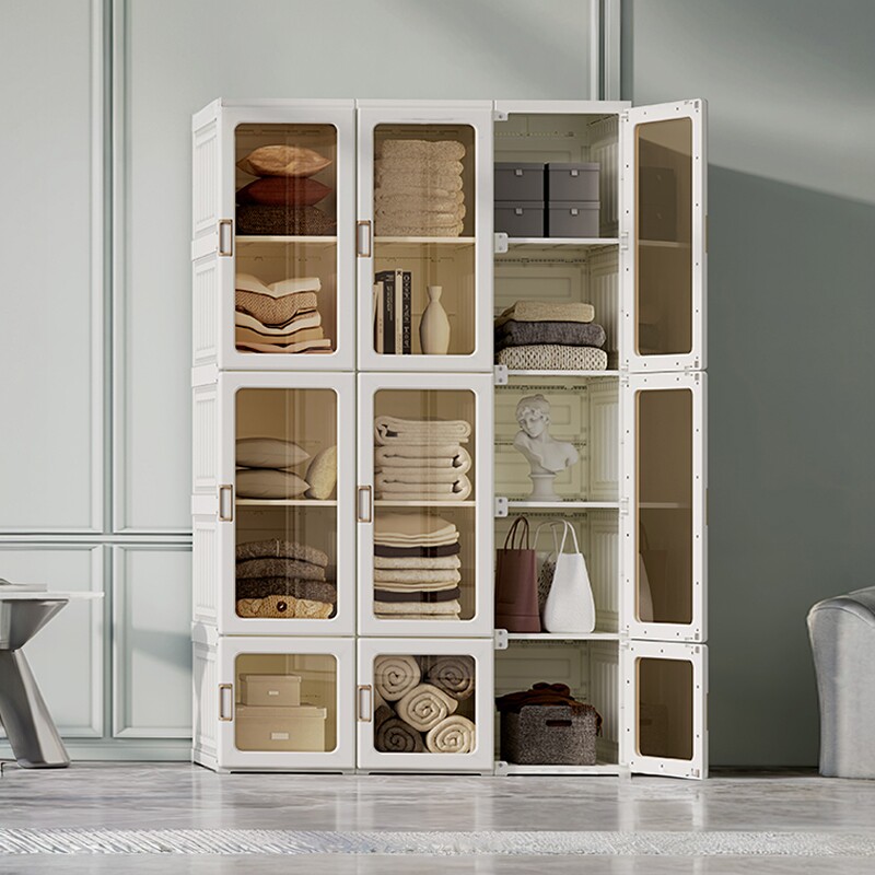 蚂蚁盒子免安装衣柜简易约布衣柜家用卧室出租房现代塑料组装柜子