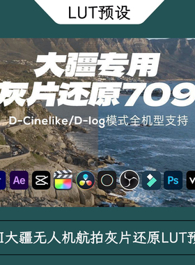 DCinelike Dlog-m LUT DJI大疆无人机航拍灰片还原LUT调色预设