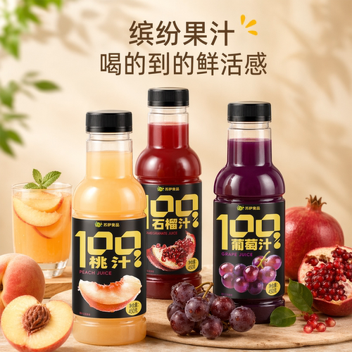苏萨桃汁100%果汁含量450g*15瓶饮料葡萄汁石榴汁多口味选择