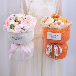 小香风手工钩针编织毛线玫瑰花束成品送男女朋友闺蜜姐妹生日礼物