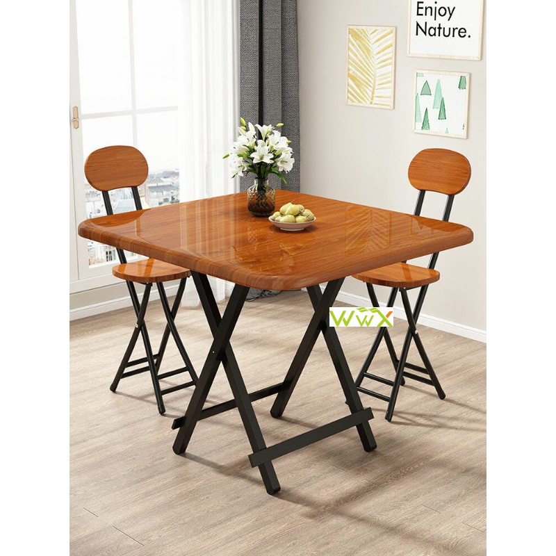 Folding dining table metal legs desktop Suitable for home