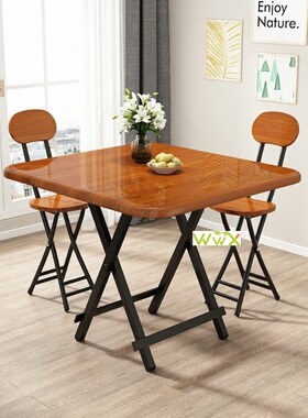 Folding dining table metal legs desktop Suitable for home