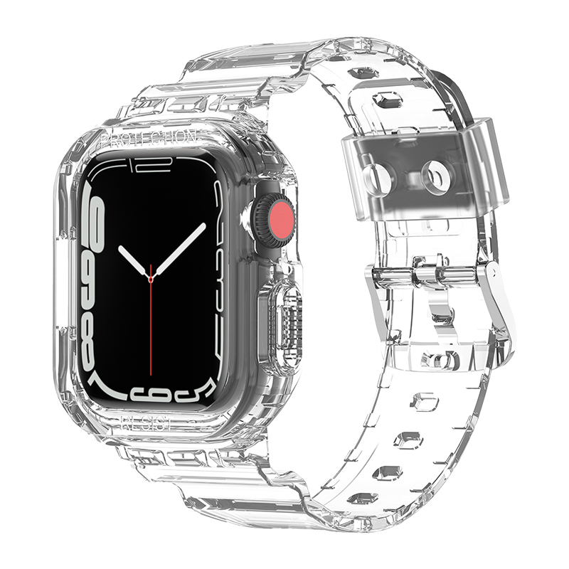 适用iwatch8苹果保护套一体冰川透明手表表带apple watch7/6/5/se/2/3/4代s7/s8硅胶壳运动男女款s5智能配件属于什么档次？
