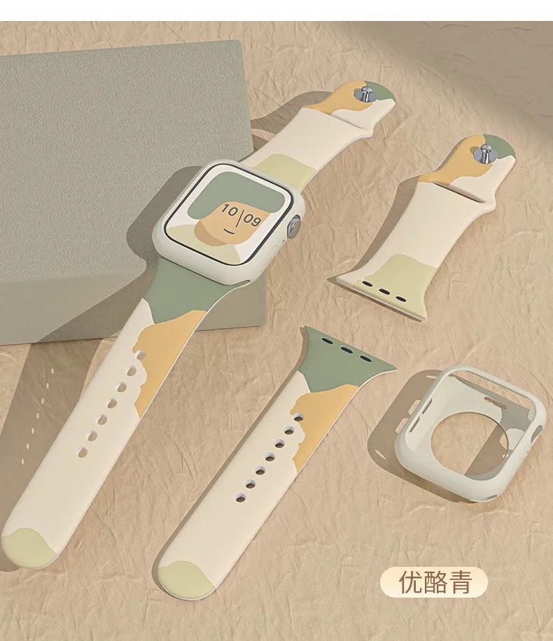 适用iwatch8表带apple watch保护壳s7运动se苹果手表套装7/6/5/4代莫兰迪硅胶个性潮牌男女款回环式44mm41/45属于什么档次？