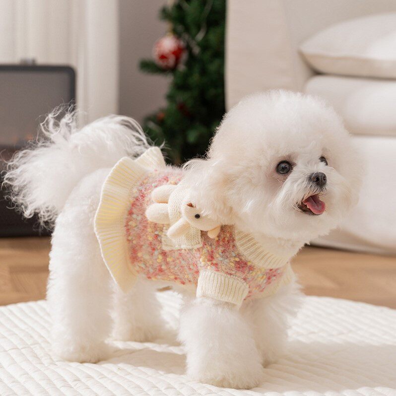 秋冬装狗狗衣服泰迪比熊博美宠物毛衣服装春秋款冬天加厚保暖裙子