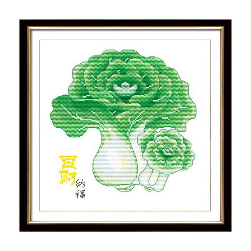 蒙娜丽莎十字绣2023百财纳福玉白菜新款客厅餐厅小幅小件线绣简单