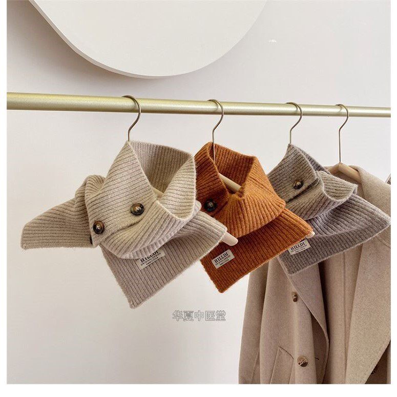 2025冬季新款韩国原单围脖女 三粒扣纯色针织ins风潮围巾脖套