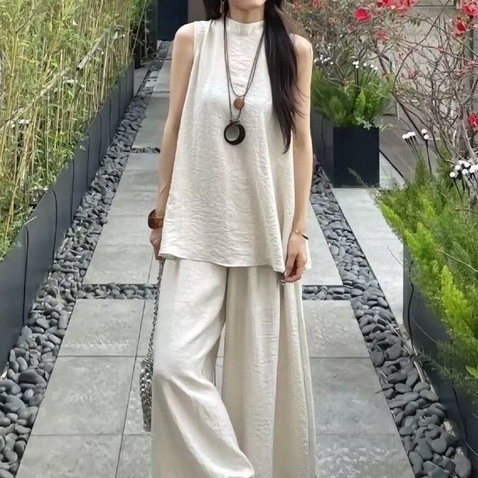新中式国风无袖连衣裙子女夏季爆款巨好看清冷感禅意两件套装裙裤
