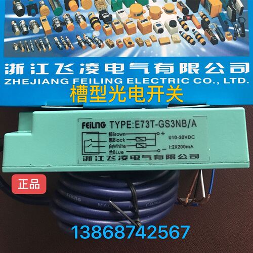 浙江飞凌 槽型光电开关 E73T-GS3NB/A 光电传感器E85-GS2NA/NA