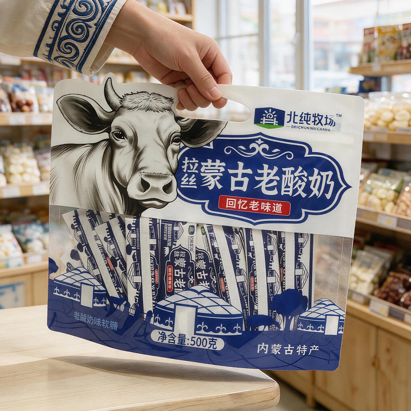 北纯牧场拉丝蒙古老酸奶草原特产奶制品奶酪片贝豆腐零食糖果500g