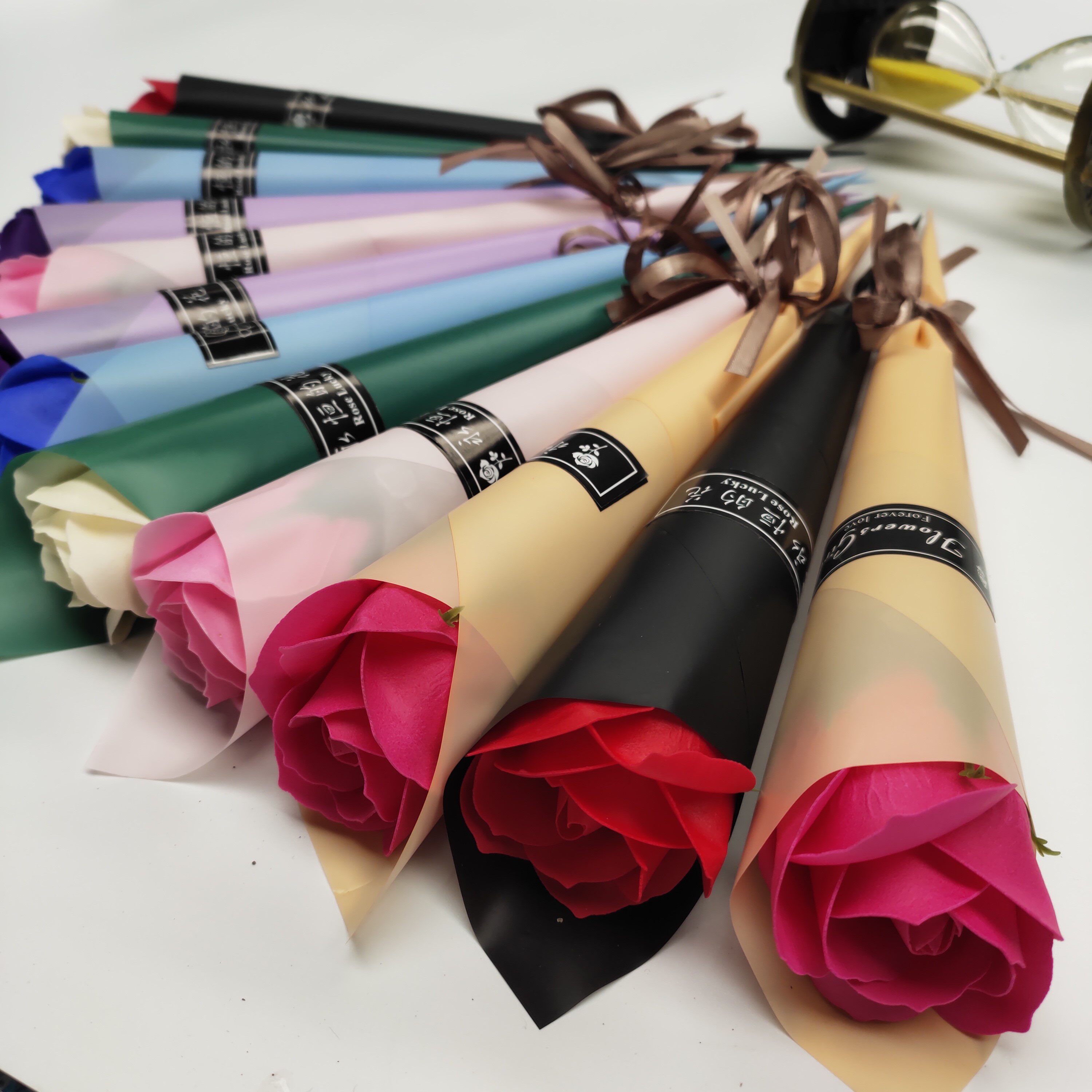 教师节送老师玫瑰花单支花束成品永生仿真香皂花单支情人节肥皂花