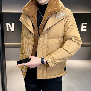 B255 185-P185控268 店主风男士假两件毛领高品质羽绒外套男图片