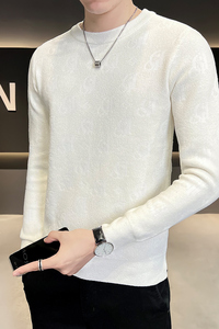 店主风 2022秋新男士套头纯色休闲提花简约打底毛衣B255 M07 P68图片