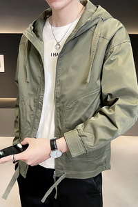 B255-K827-特P100 2022秋季新款店主风简约休闲连帽男士外套潮图片