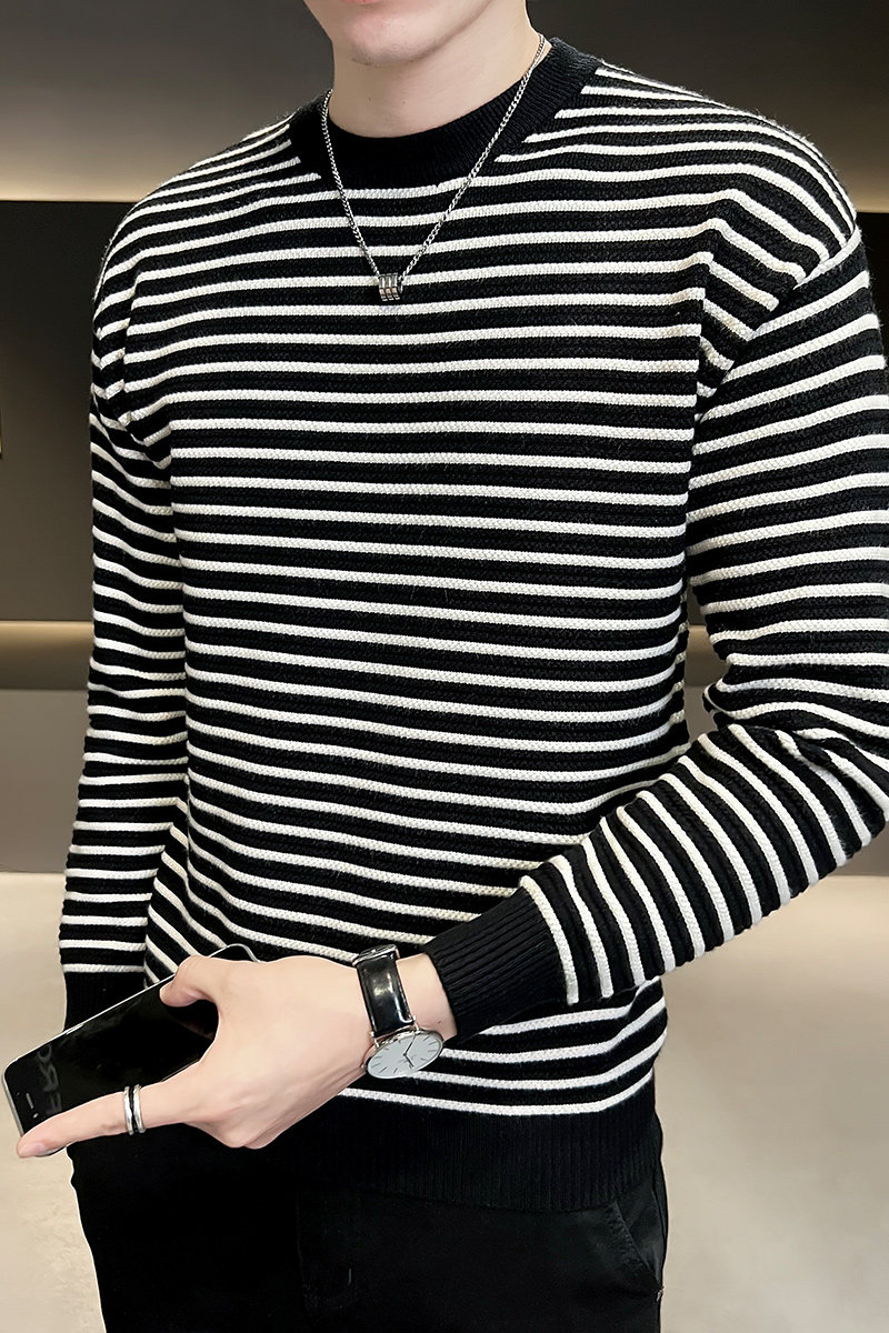 B255615P68店主风男士基础条纹套头高品质毛衣打底外穿毛衣男,男装针织衫/毛衣,电商B255