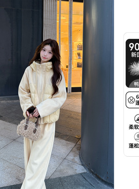 【春春Spring】Liixu90白鸭绒拼接连帽羽绒服套装女L58TZG1173