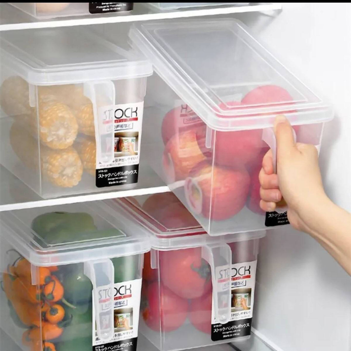 赴达冰箱收纳盒食品级透明带盖冷冻保鲜盒家用带把手果蔬菜整理a5
