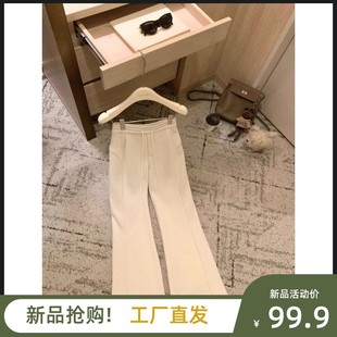 加绒芭比裤子显瘦秋冬季休闲微喇叭百搭高腰闲裤长裤女CK813a39