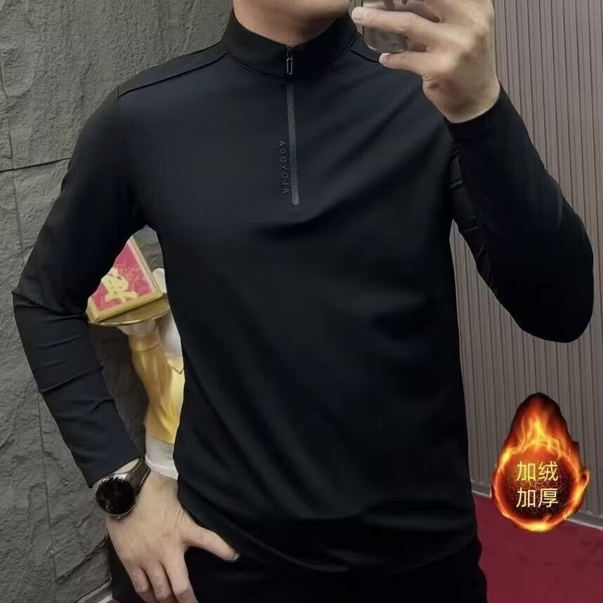 68258春秋冬季男士新款立领半拉链T恤卫衣潮流百搭高级感个性帅a3