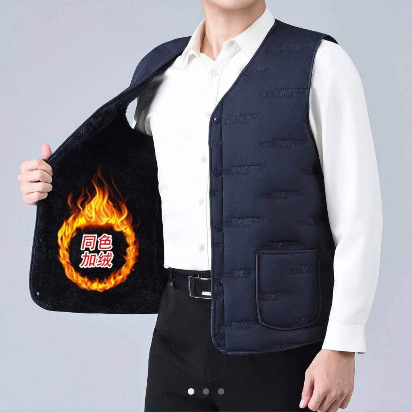 罗鸣老人男装男士加绒加厚棉马甲中老年爸爸大码御寒内穿背心a28