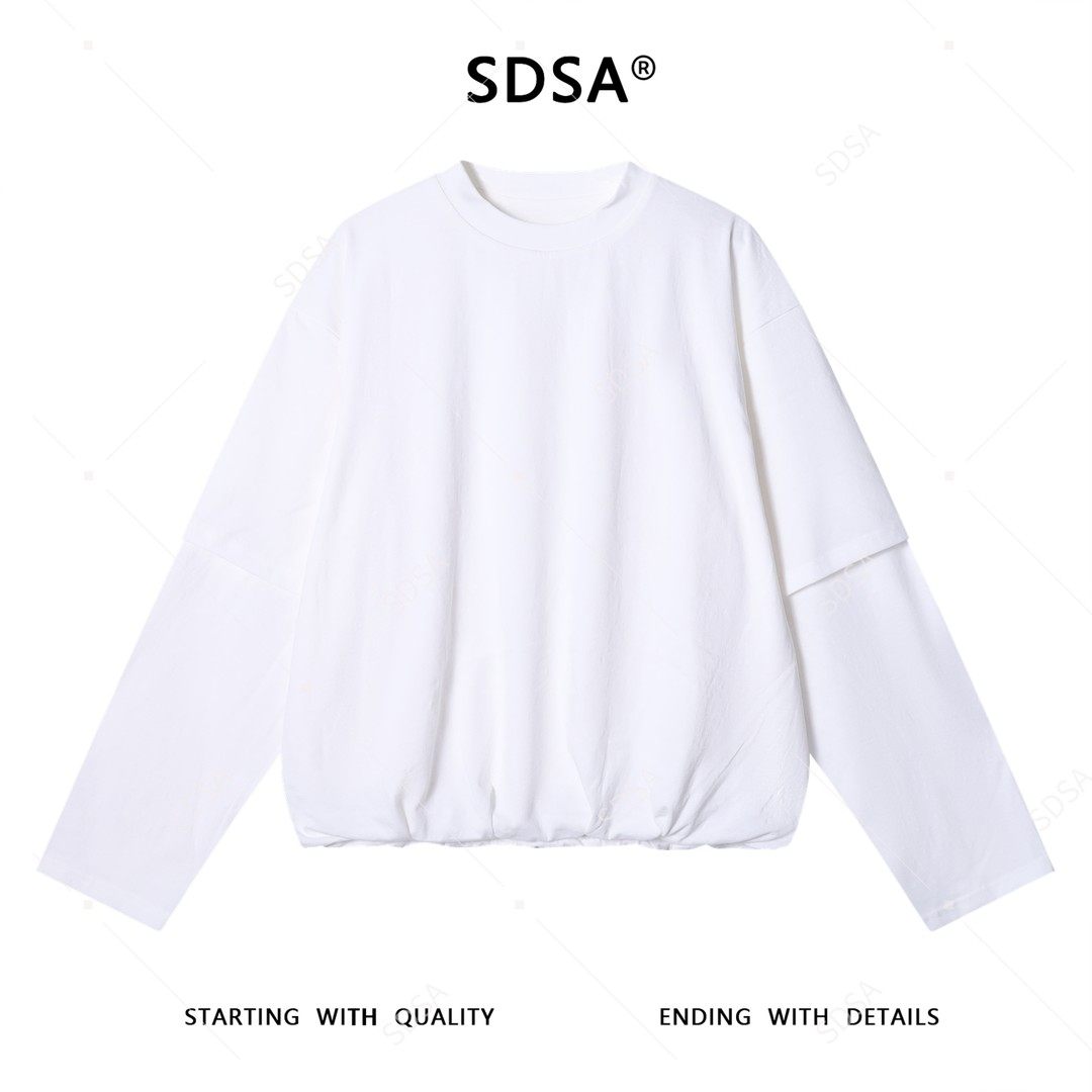 SDSA男士秋冬新款痞帅男装韩版纯色袖子拼接设计圆领卫衣百搭宽松