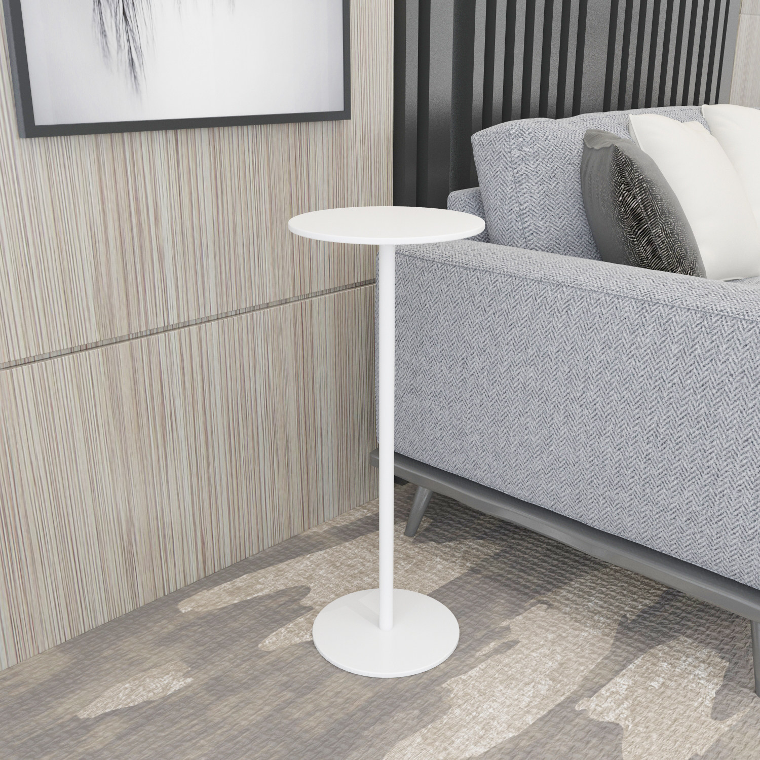 现代简约圆形边几金属小茶几客厅床头柜置物架白色可移动迷你边几