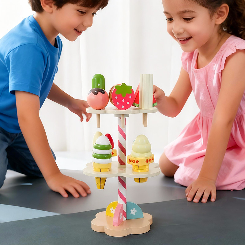 儿童木质冰淇淋过家家玩具男女宝宝仿真厨房玩具切切看套装,玩具/童车/益智/积木/模型,过家家玩具,淘宝优惠券,粉丝福利购,淘宝优惠卷
