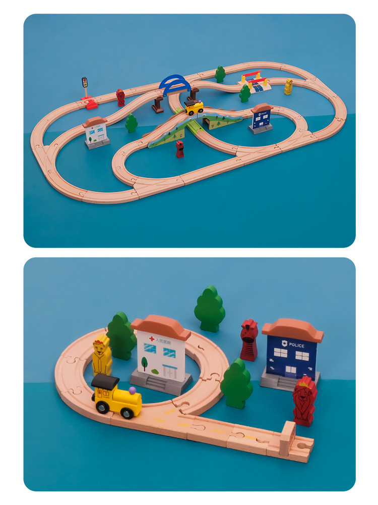 WOODEN TRAIN TRACK CAR TOY CAR ELECTRIC SMALL TRAIN WOODEN CAR CAR BUILDING BLOCK SCENE ASSEMBLY SET 2 YEARS OLD