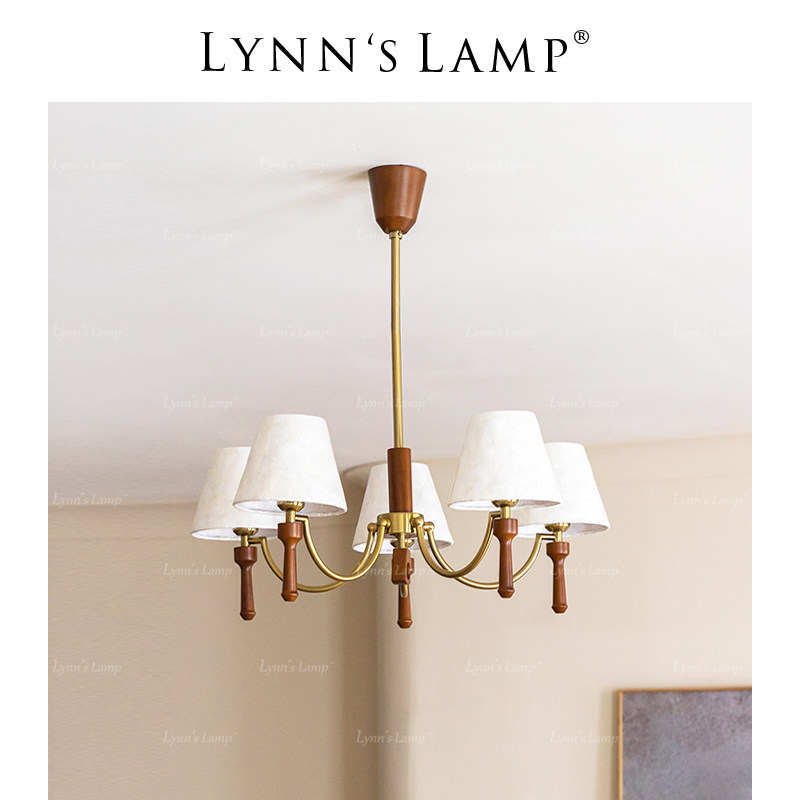 Lynn's立意 橡木中古风客厅主灯 贝壳布艺卧室书房复古轻奢餐厅灯,家装灯饰光源,客厅吊灯,淘宝优惠券,粉丝福利购,淘宝优惠卷