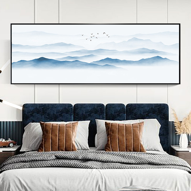 纯手绘油画挂画新中式客厅卧室