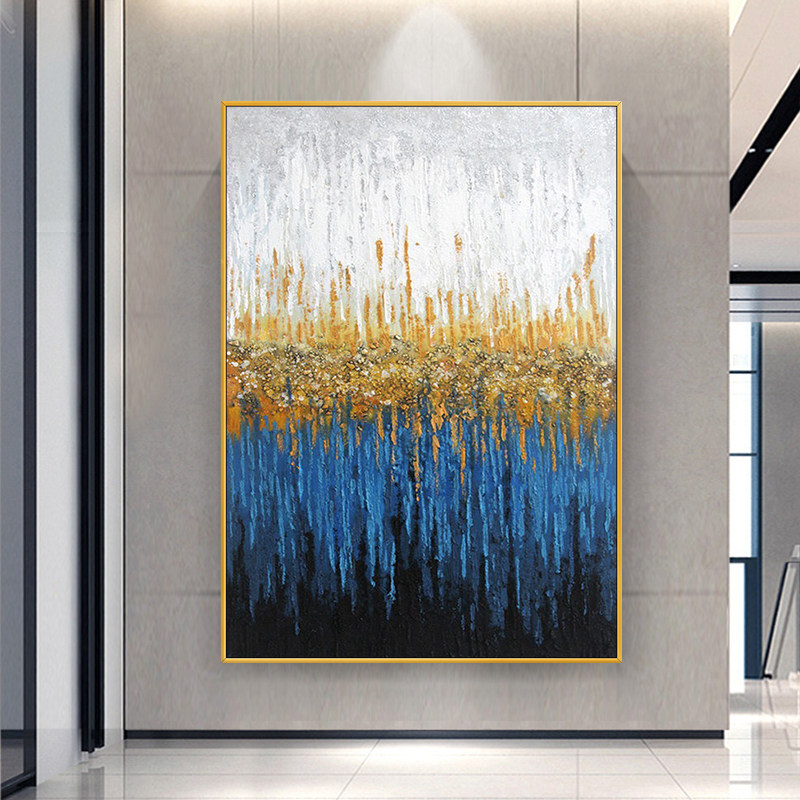 纯手绘抽象黄色美式风轻奢装饰画