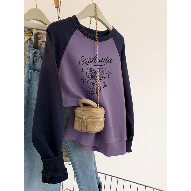 胖mm无帽大码圆领卫衣女