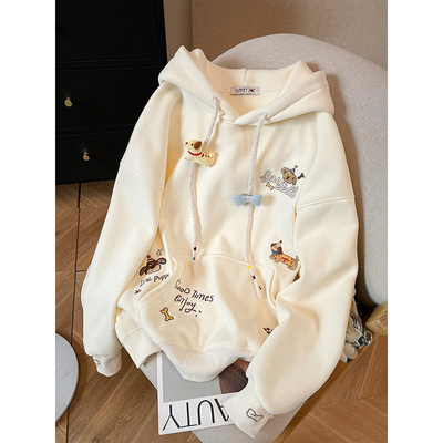 【优质面料】大码刺绣卫衣外套女