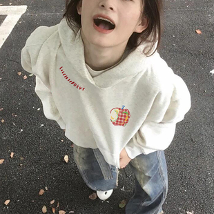 胖mm大码连帽卫衣女款2026新款小个子秋冬宽松慵懒风加绒加厚上衣