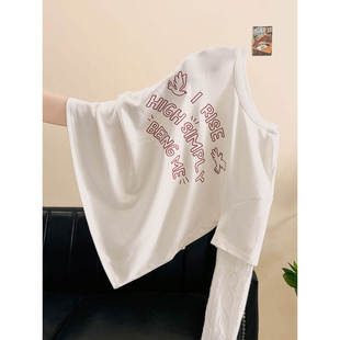 假两件宽松oversize长袖t恤女夏季新款大码胖mm小个子上衣打底衫