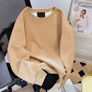 秋冬季小个子宽松显瘦加绒加厚卫衣女款大码胖mm高级感上衣服外套