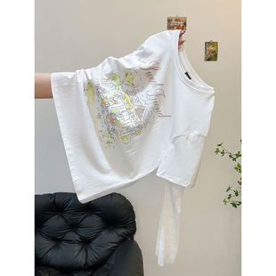 假两件大码胖mm刺绣长袖t恤女夏季新款宽松蕾丝内搭打底衫上衣服