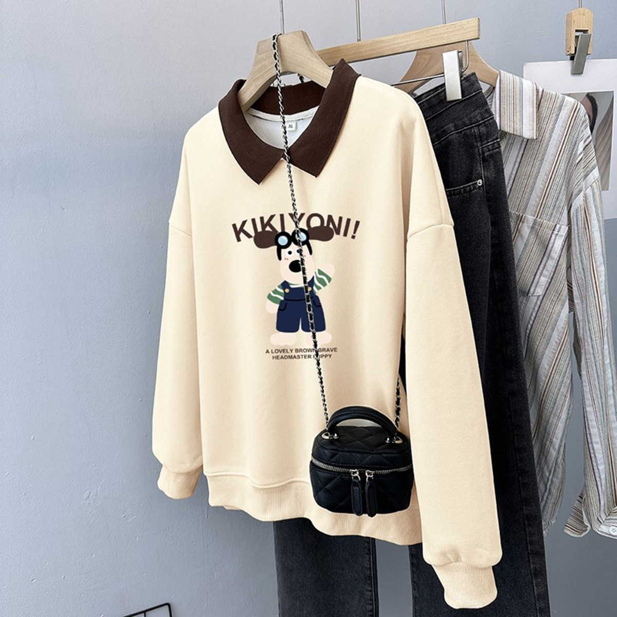 清仓2026大码女装胖mm薄款上衣假两件无帽Polo领翻领卫衣秋季外套,女装/女士精品,卫衣/绒衫,淘宝优惠券,粉丝福利购,淘宝优惠卷