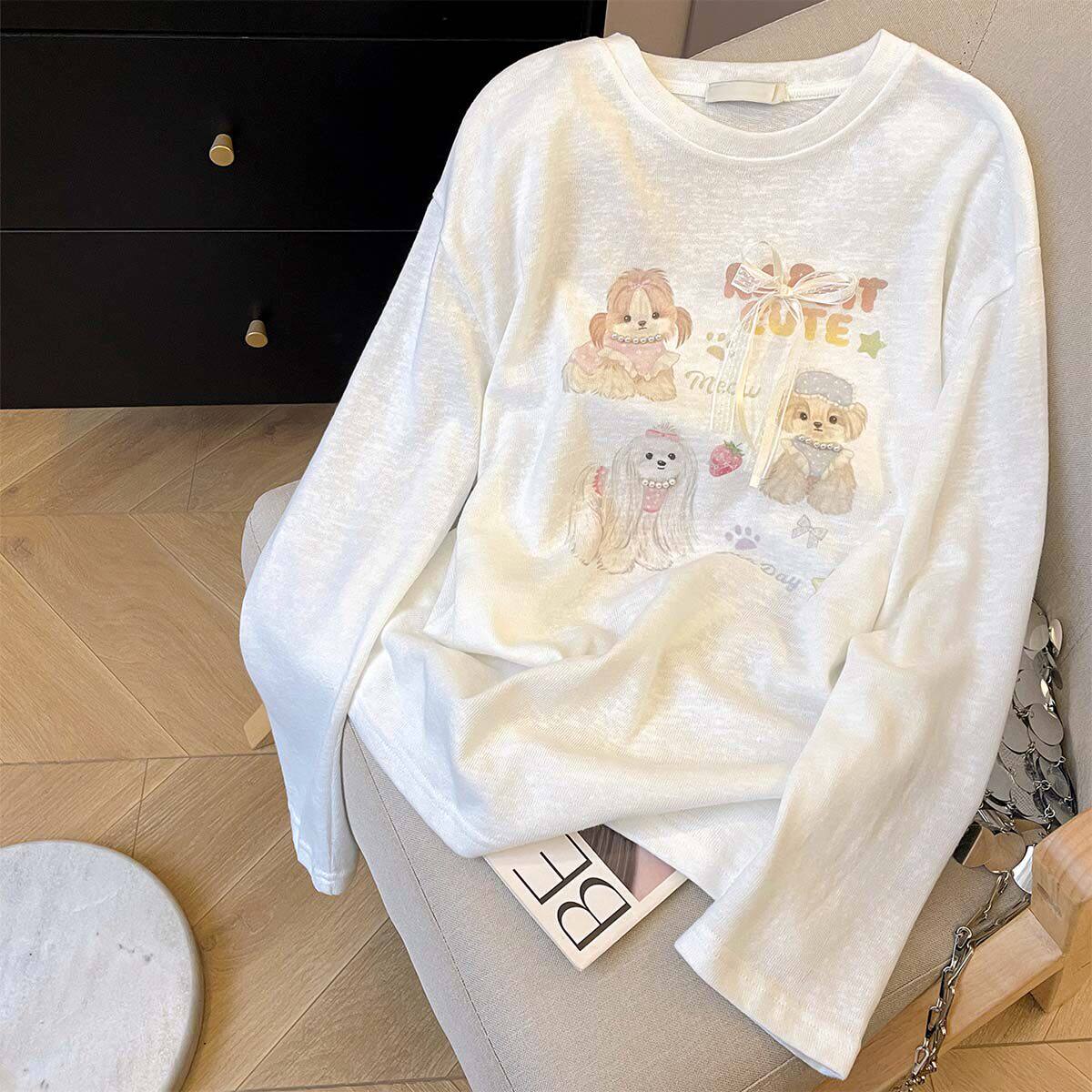 长袖T恤女大码宽松显瘦打底衫独特巨好看的上衣夏季轻薄防晒罩衫
