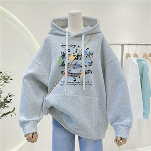 2026秋冬新款连帽卫衣女款美式大码胖mm宽松显瘦加绒加厚外套上衣