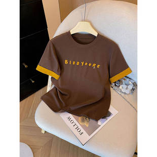 2026新款胖mm大码修身显瘦短袖t恤女今年流行的爆款女装刺绣上衣